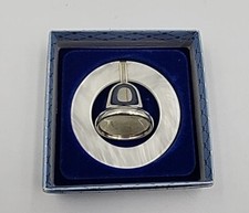Baby Rattle Bell Pewter Pink Pearl Teething Ring Original Box WEB Silver Co