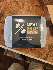Meal Prep Haven Three Compartment Food Containers with Lids - 7 Pack