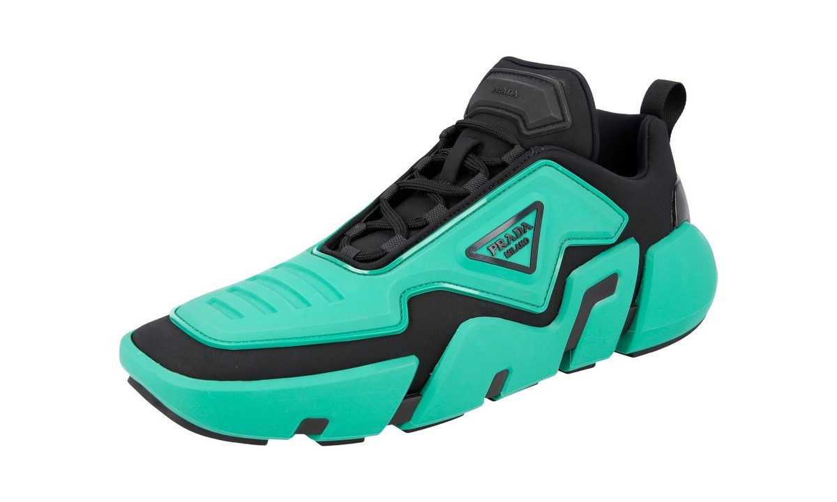 PRADA TECHNO STRETCH SEGMENT Sneakers 2EG214 Green Black NEW - US