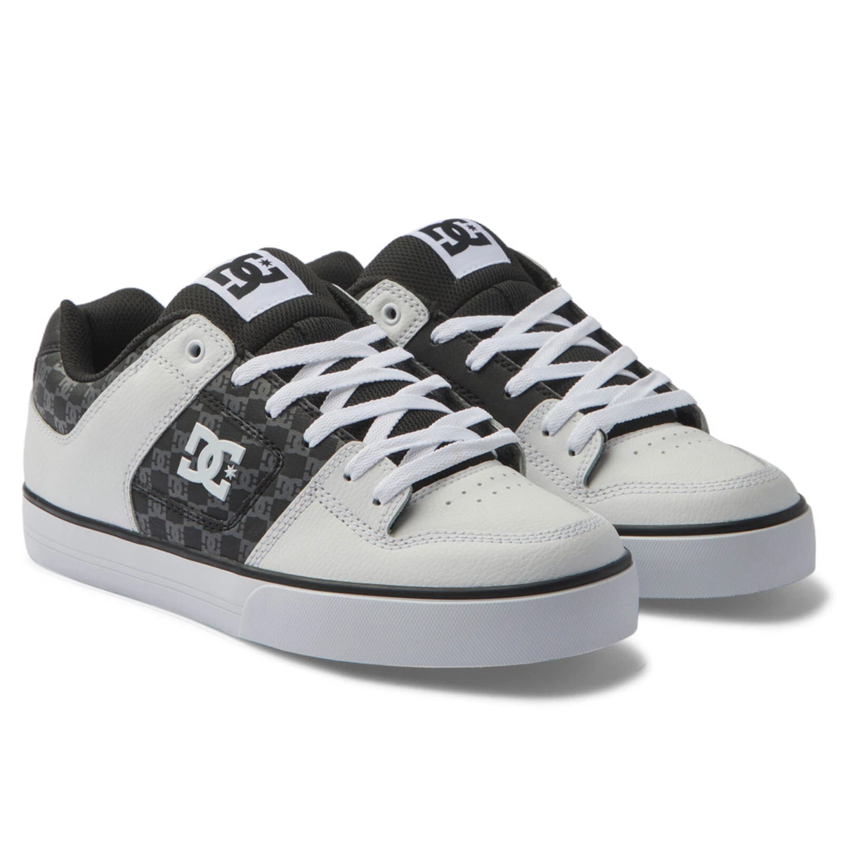 DC Shoes Men's Pure Shoes Black/White Monogram Low Top Sneaker Shoes  Clothing