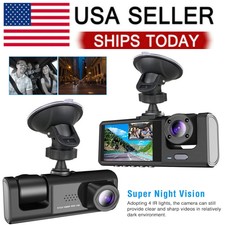 HD 1080P Car Dual Lens Dash Cam Front/Rear/Inside Video Recorder Camera G-sensor