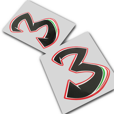 Max Biaggi # 3   number stickers  motorcycle decals graphic x 2