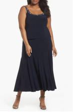 ALEX EVENINGS SEQUIN MOCK TWO PIECE NAVY GOWN DRESS sz 12