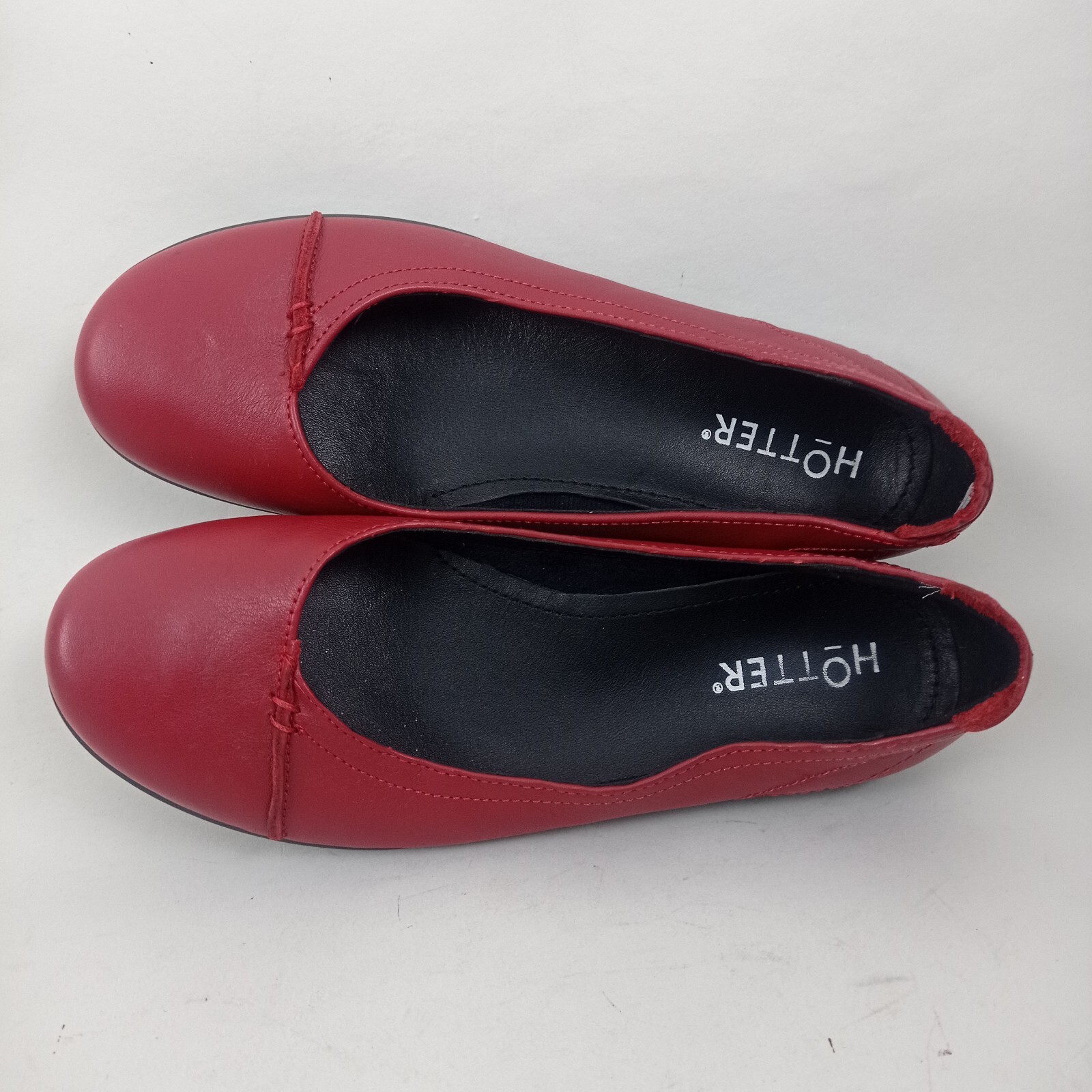 Hotter Ballet Flats Womens 5 EXF Wide Red Leather Ballerina Shoes Flat