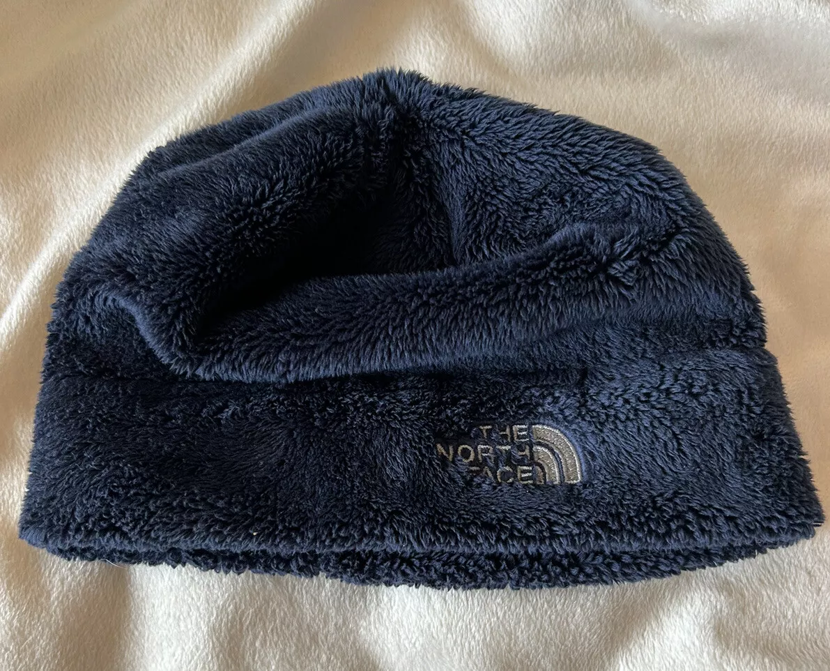 THE NORTH FACE Navy Blue FURRY FLEECE BEANIE HAT CAP Child Youth
