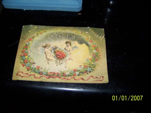 ATLANTA GA TRADE CARD,TAYLOR'S PREMIUM COLOGNE, 25c, 50c & $1.00 per BOTTLE F39