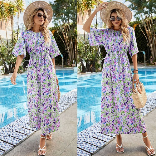 Vintage Womens Boho Print Abaya Short 