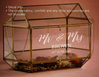 Personalised Wedding Wishing Well Decal - Mr & Mrs Surname Date Sticker