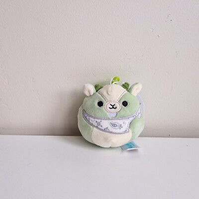 Squishmallows Palmer grüne Ziege 3 Zoll Clip Plüsch Schlüsselanhänger Ostern Bandana