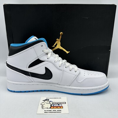Nike Air Jordan 1 Mid Laser Blue Columbia 554724-141 Size 9.5 Left