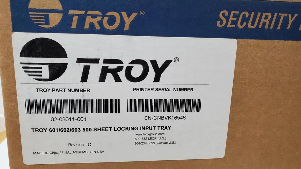 TROY 02-03011-001 HP M601/ M602/ M603 500 SHEET LOCKING INPUT TRAY - NEW SEALED - Image 2 of 3
