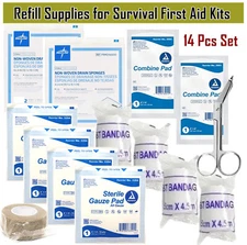 14 Piece Lot - Gauze Pads Refill for Emergency Survival School First Aid Kit