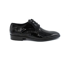Mens Black Leather Stylish Shiny Patent Classic Derby Ceremony Shoes