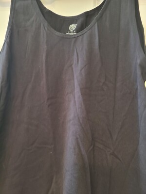 JILLA  Plus 3X Tank Top Camisole Solid Black Nylon Spandex Scoop Neck*NWT