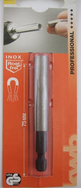 Kwb Bithalter Inox LäNge 75 Mm EdelstahlhüLse Bits F. Akkuschrauber-image