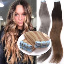 60PCS Thick Hair Extensions Tape In 100 Real Remy Human Hair 150G Full Head 22"