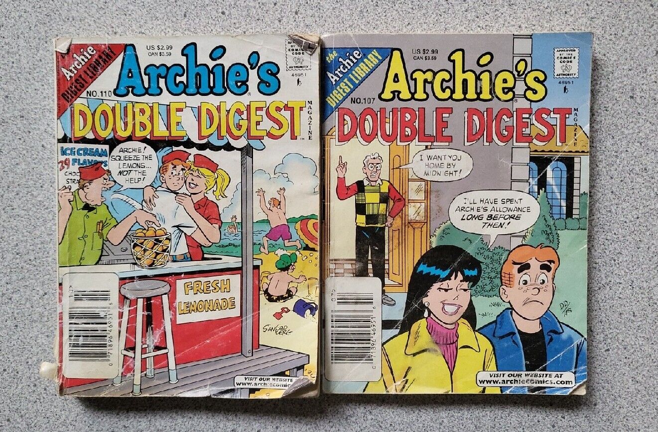 1999 ARCHIE'S DOUBLE DIGEST MAGAZINE comic books Nos. 107 & 110 lot Betty, Moose