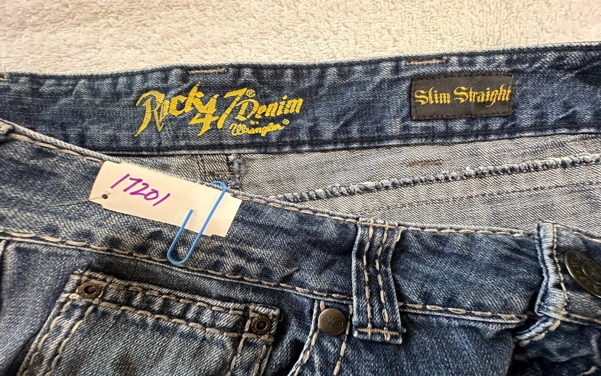 Wrangler Rock 47 Denim men's blue jeans 36W 32L cotton pockets