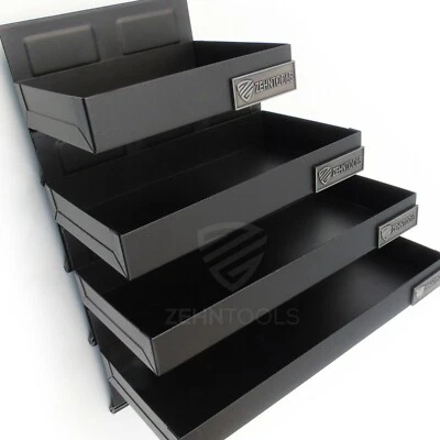 ZEHN TOOLS 4 BLACK MAGNETIC TOOL BOX TRAYS SIDE SHELVES HOLDERS CHEST STORAGE RACKS DISHES