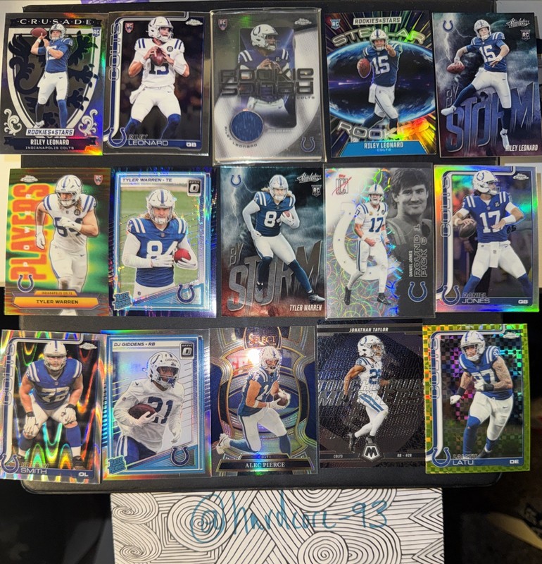 NFL Indianapolis Colts Football 15 Card Lot RC Insert Color Relic Holo Prizm