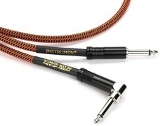 Ernie Ball Braided Straight to Right Angle Instrument Cable - 10 feet, Pumpkin