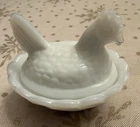Westmoreland Vintage Hen On Nest Salt Cellar In Milk Glass White 2 1/2" mini