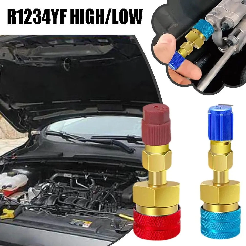 Juego de 2 adaptadores acoplador rápido aire acondicionado coche R134a lado alto bajo 1/4SAE Foto 4 de 4