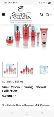 Secret Collagen Snail Mucin Firming Renewal Collection Set Cleanser Serum Mask