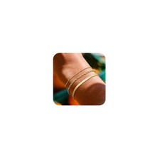 Gold Layered Bracelets Bracelets Set for Women 14K Gold Plated Dainty Link Chain