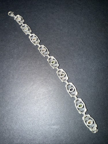 "Brazalete vintage de plata de ley 925 con múltiples piedras preciosas amatista peridoto topacio 8""" - Imagen 3 de 8