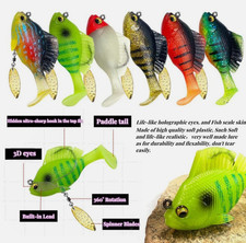 5Pcs 6cm Rigged Jig Head Soft Fishing Lure Soft Plastic Fishing Bait Bass 10/14g