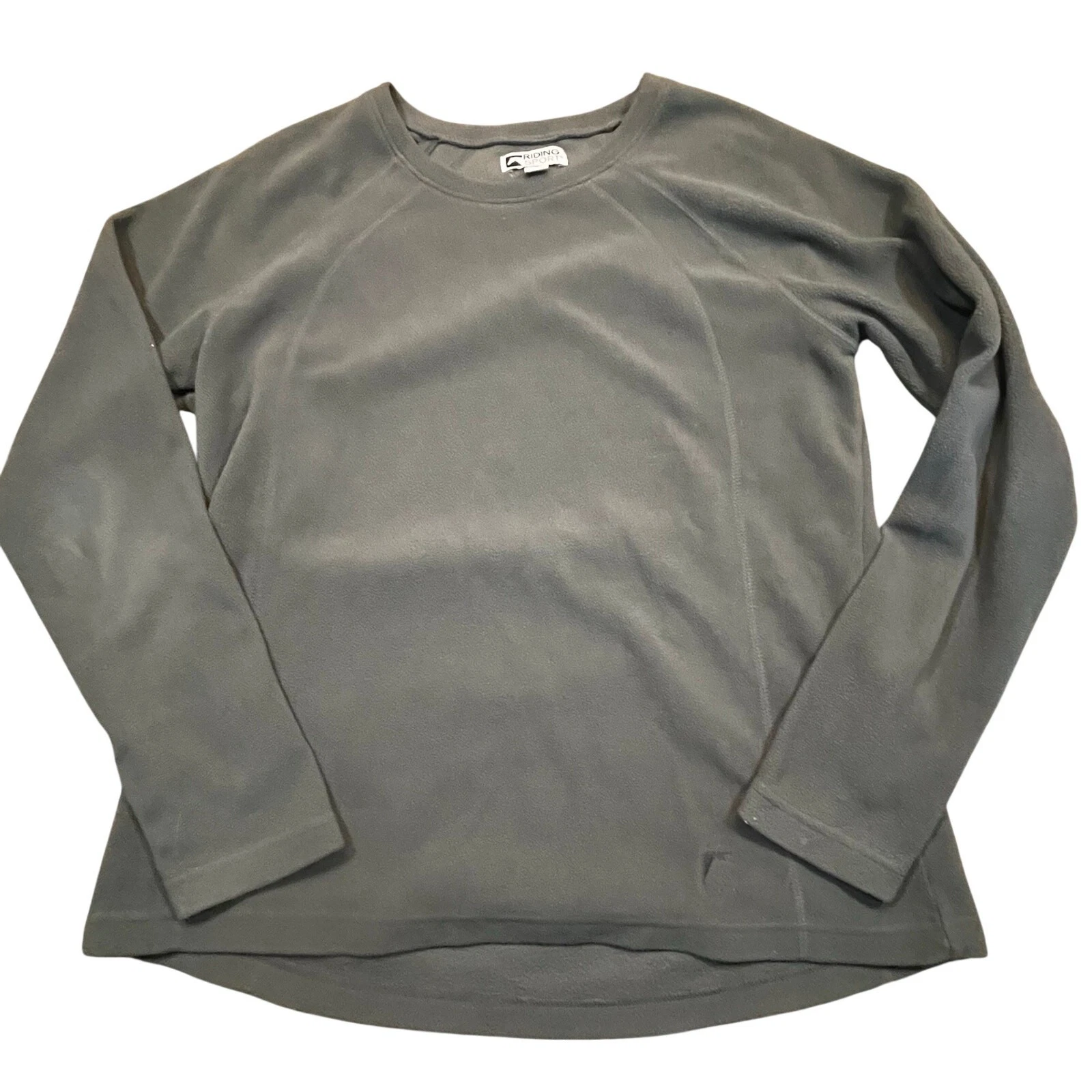 Riding Sport Equestrian Fleece Sweatshirt Gray Women Large Base Layer