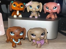 5Pcs Dachshund LPS Toy for Girl Pet Figure Collectible Animals Mini Dog Kid Gift