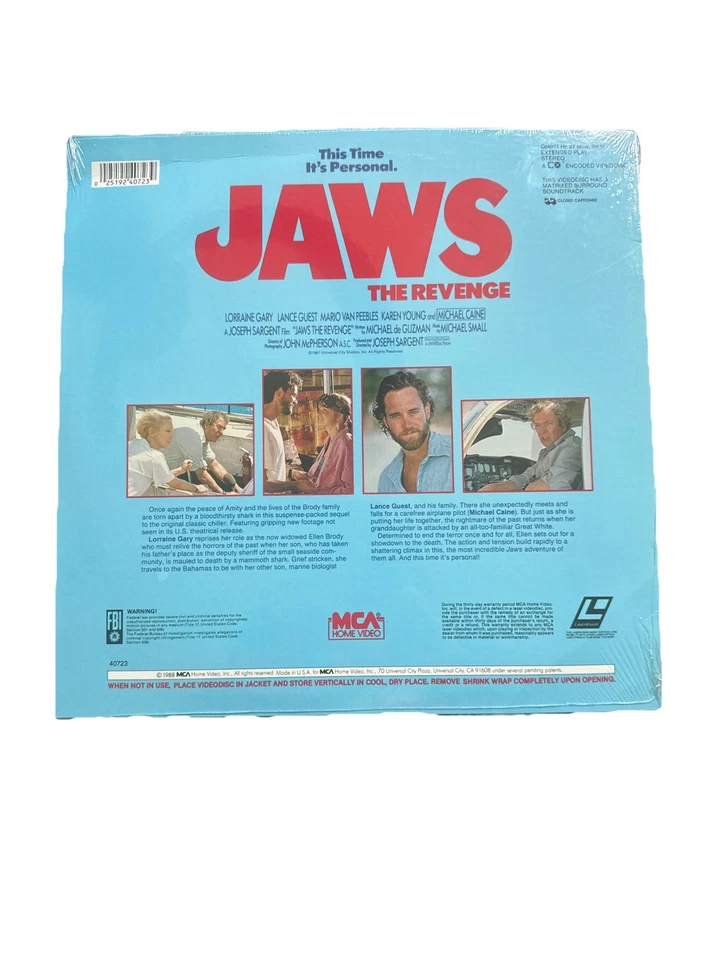 Jaws The Revenge (очень редкий лазерный диск) СОВЕРШЕННО НОВЫЙ ЗАПЕЧАТАННЫЙ С ОРИГИНАЛЬНЫМ ЦЕННИКОМ - Изображение 2 из 4