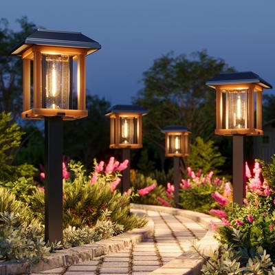 XMCOSY+ 4 Pack Solar Pathway Lights 25 Lumens Vintage