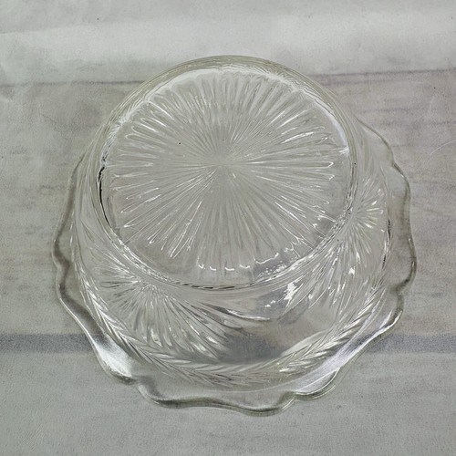 Jeannette SUNBURST HERRINGBONE Laurel Depression Clear Glass Dessert Bowl Set 2 - Picture 8 of 11