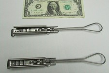 2 Stainless Telephone/Fiber Cable Overhead Drop Wire Clamps, Serrated Cord Grip