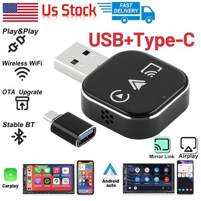 2026 Mini Carplay Adapter 3 IN 1 Wireless Carplay & Android Auto & Mirror Link ,