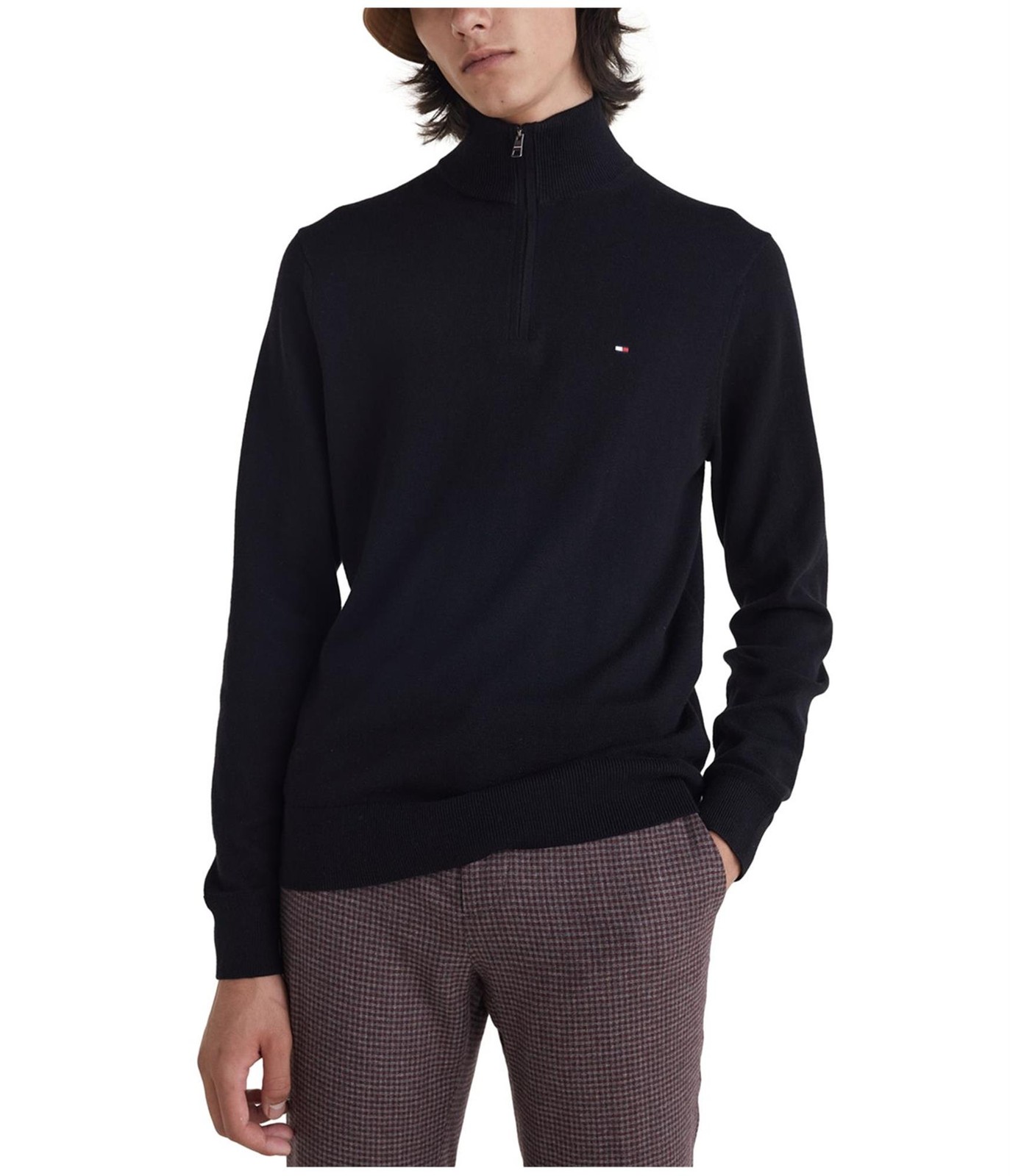 Tommy Hilfiger Mens Pima Cotton Cashmere Blend Knit Sweater Black Small 9190₽