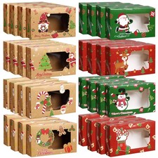 32 Pcs Christmas Cookie Boxes with Window Xmas Bakery Pastry Boxes 8 Designs ...