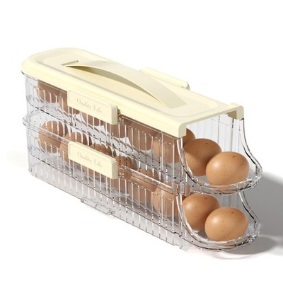 Egg Holder for Fridge Automatic Rolling, Egg Storager Container Organizer Dis...