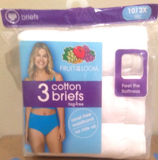 FRUIT OF THE LOOM WOMEN'S COTTON BRIEFS WITH RAVEL-FREE WAISTBAND. 3 PER PACK
