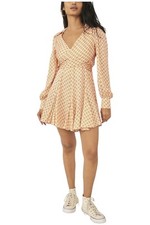 Free People Women's It Takes Two Long Sleeve Mini Dress Ivory Combo