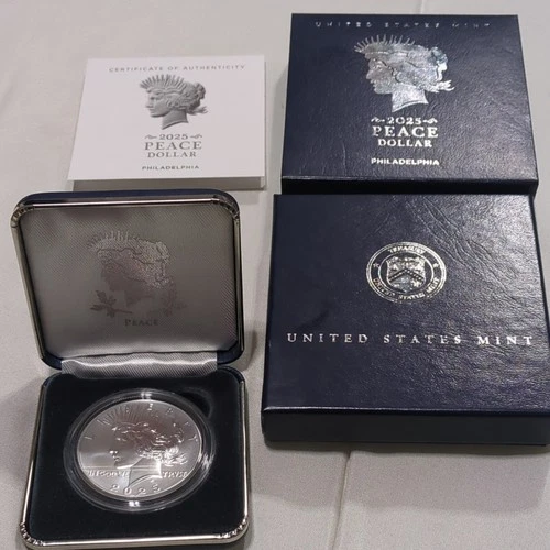 2025-P Peace Silver Dollar $1 Uncirculated UNC, OGP COA, Philadelphia Mint