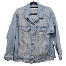 Universal Thread Womens Light Wash Denim Trucker Jacket L 100 Cotton VN1083275
