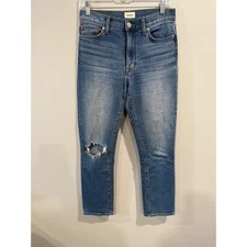 Hudson Women Jeans Mid Rise Straight Leg Distressed Blue Size 27