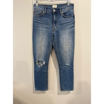 Hudson Women Jeans Mid Rise Straight Leg Distressed Blue Size 27