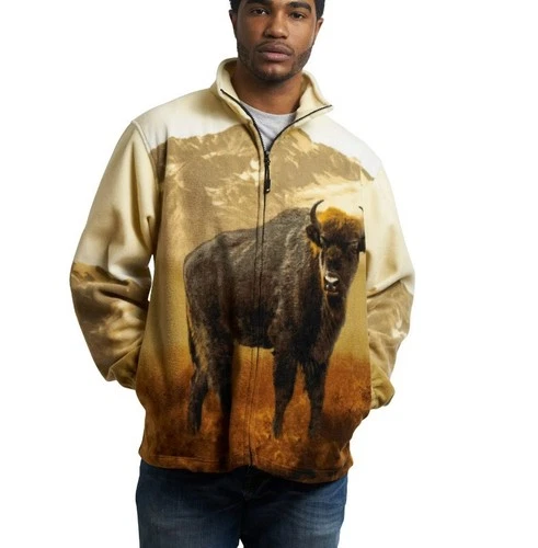 Wildkind Size S American Bison Fleece Zip Jacket Sweater Multicolor Unisex - product listing photo