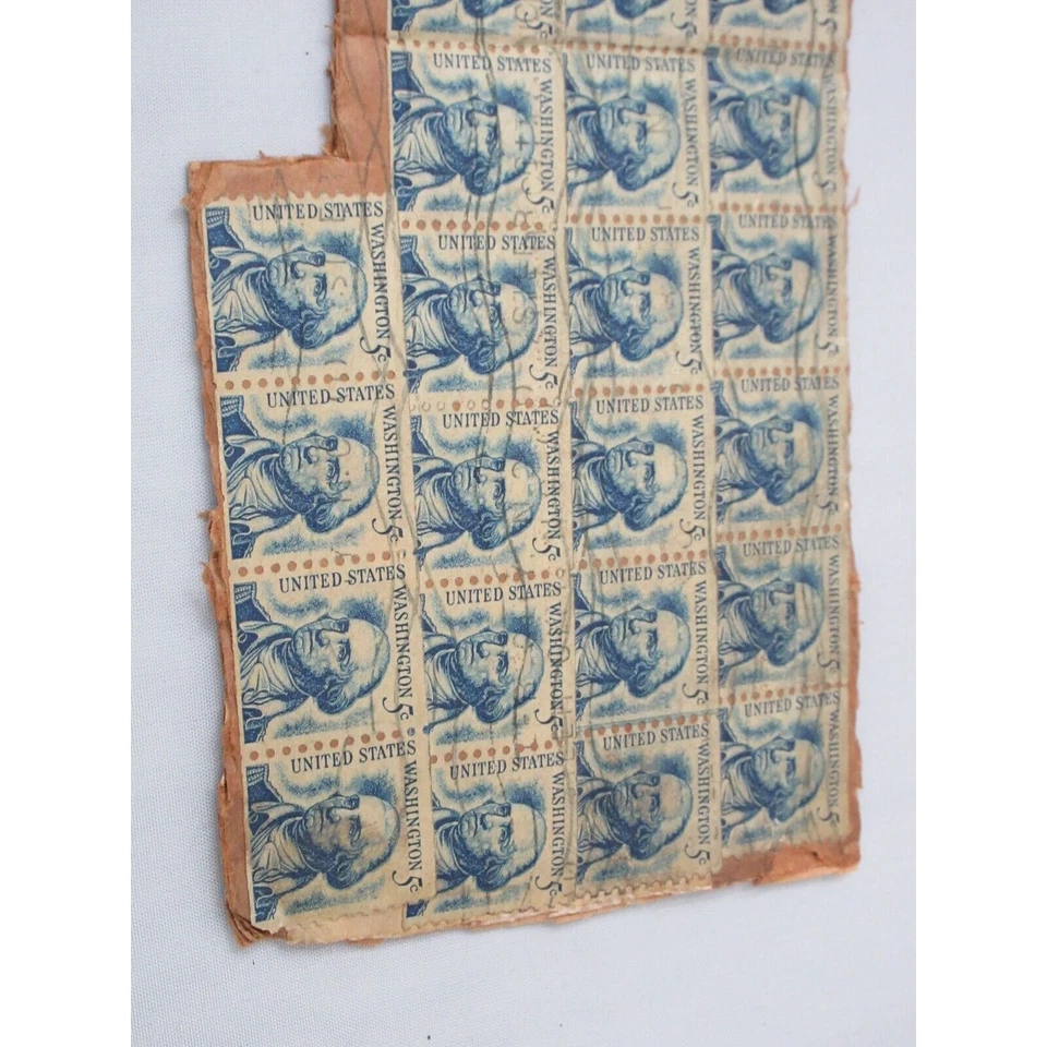 WASHINGTON 1960s Unshaved Beard Dirty Chin Stamps on Cardboard Box 5c Five Cents - Image 4 of 4