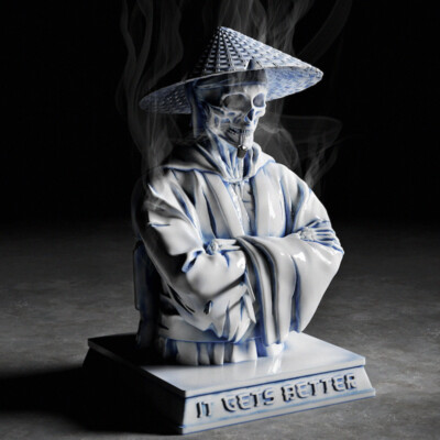 MIGHTY JAXX It Gets Retter Samurai Censer Ceramic Figure 25cm New Hot Toy Stock